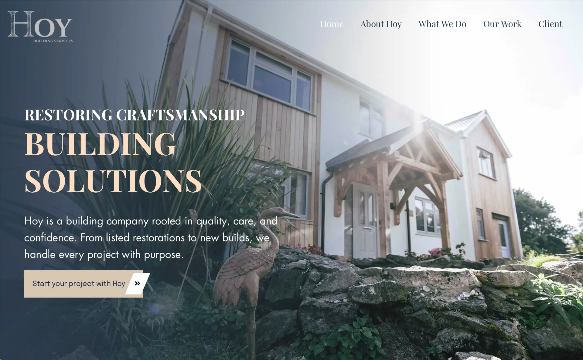 Building company website with a full-width photographic hero